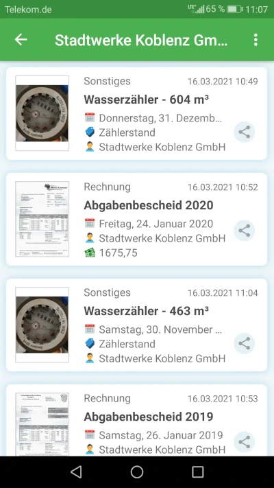 Zählerstände und Rechnungen auf einen Blick