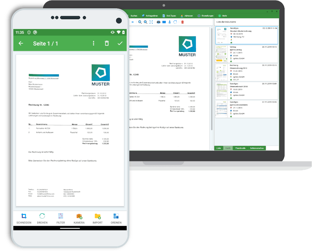 Dokumente digitalisieren und verwalten mit dem Smartphone und/oder der Windows-Desktop Version