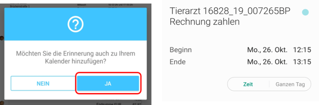 Durch das Oktober-Update können nun Erinnerungen im Kalender hinzugefügt werden.