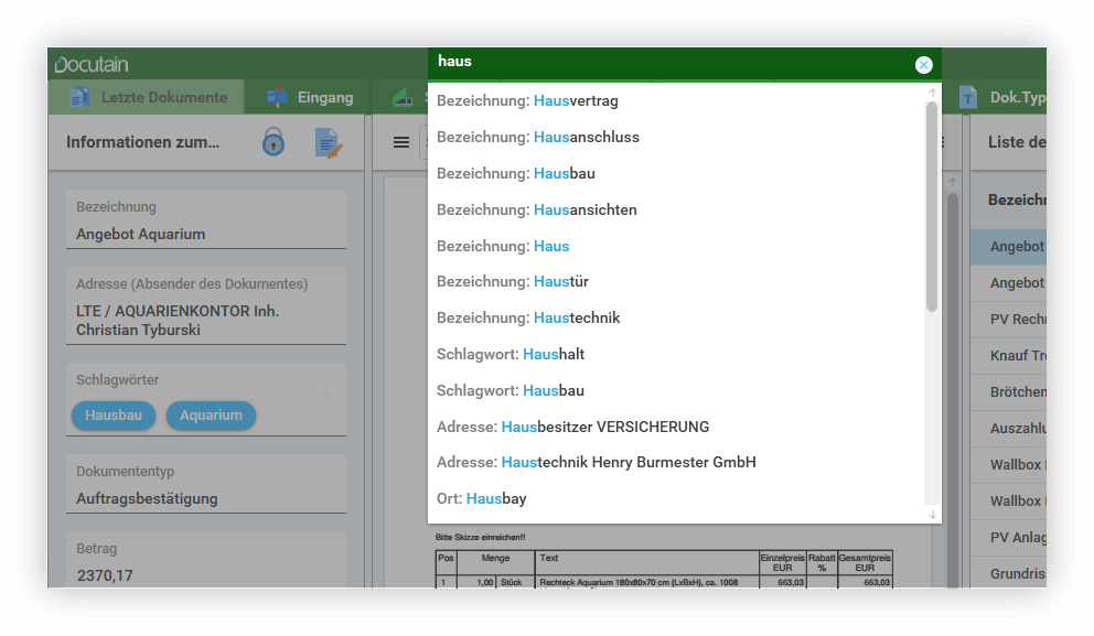 Dokumente in Docutain individuell organisieren und mit OCR jederzeit wiederfinden